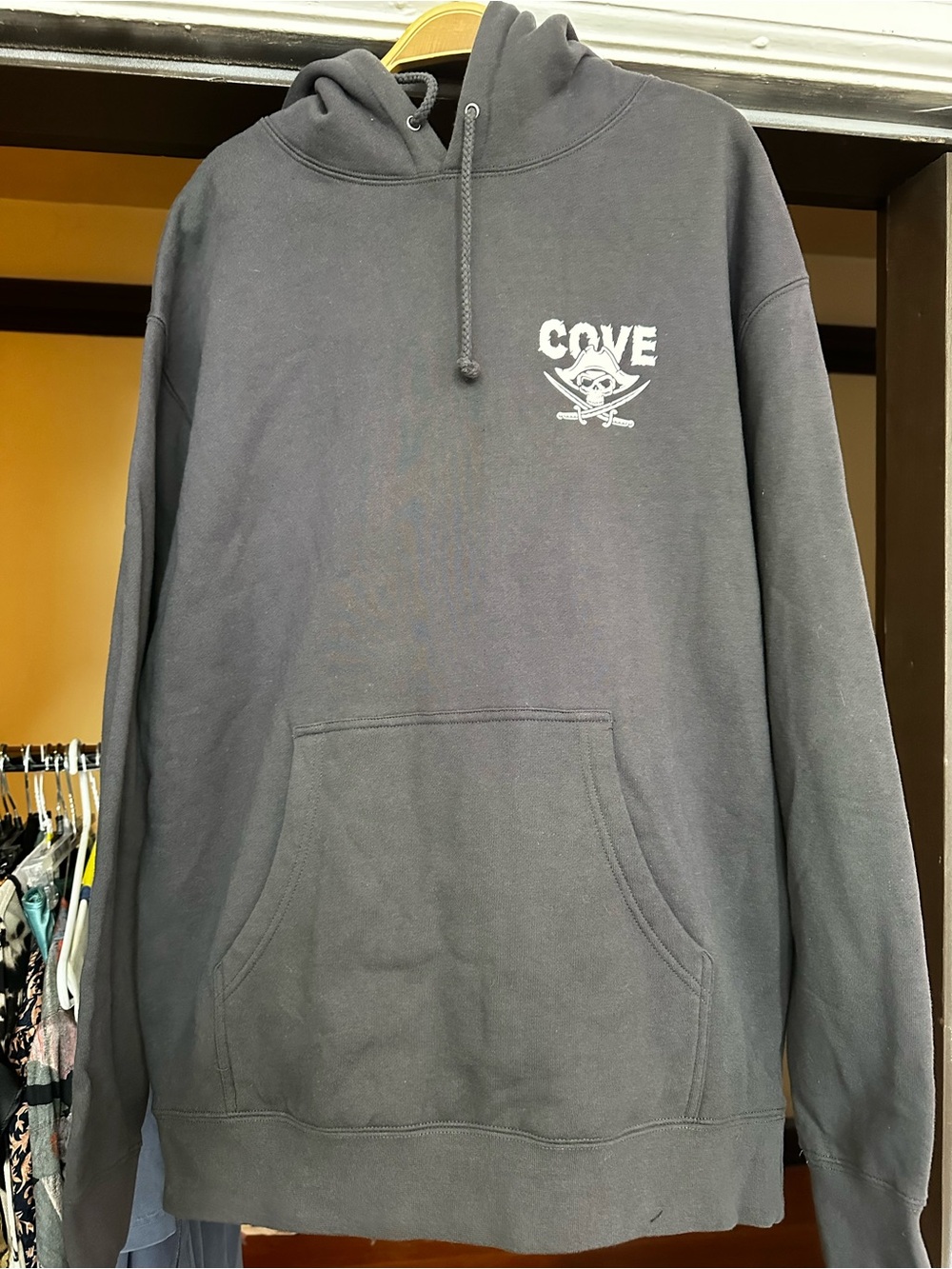 Cove Black Pullover Hoodie with White Skull octopus print